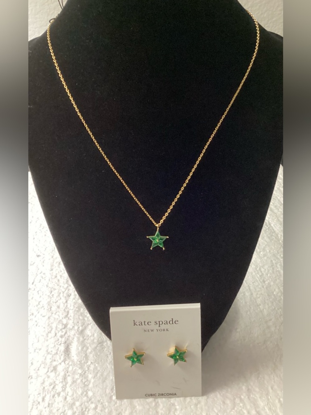kate spade Green Cosmos Star Necklace and Earring Set